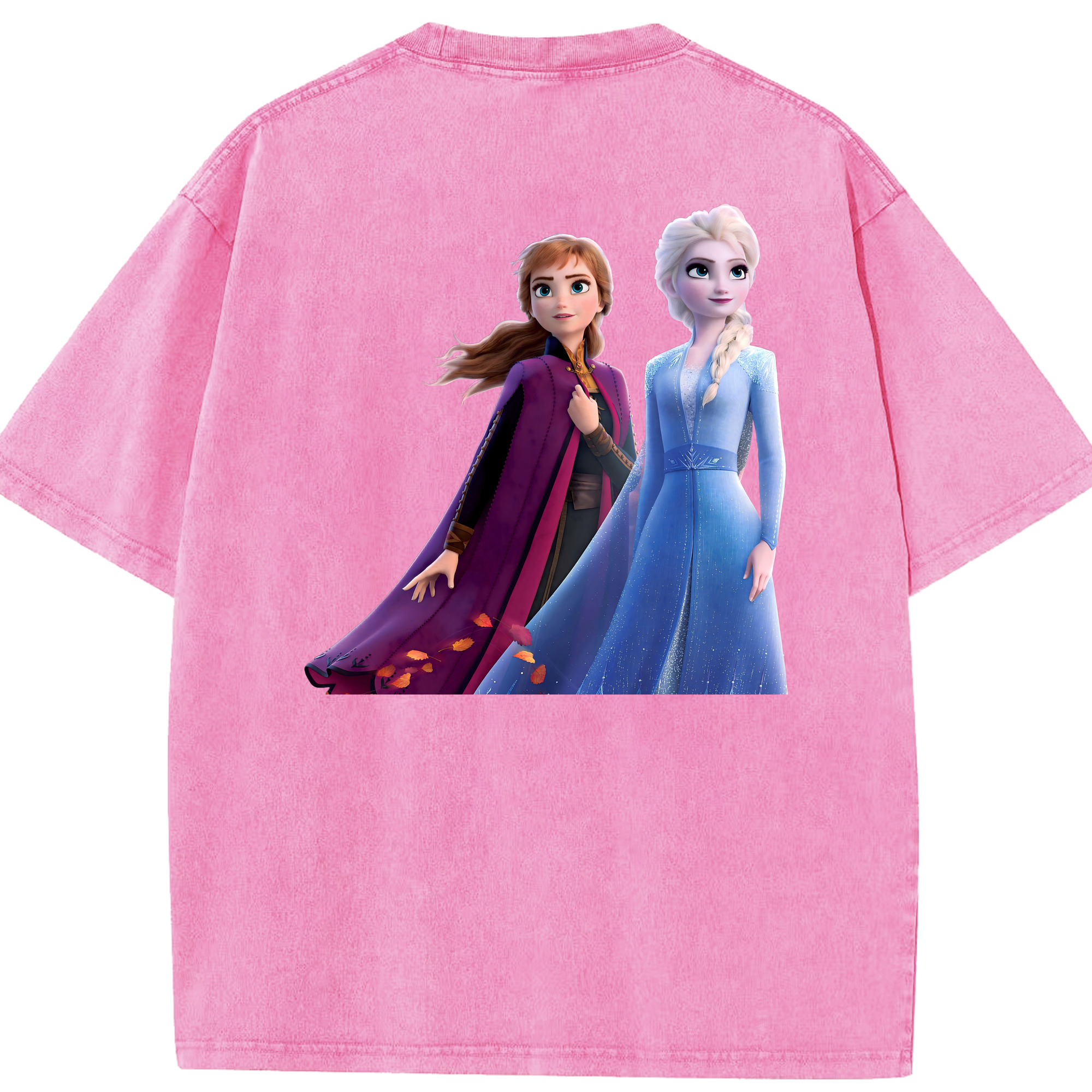 （画像用） アナと雪の女王 アンナ エルサ Frozen Anna Elsa 綿100% ヴィンテージ風 半袖Tシャツ（背面プリント）